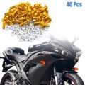 Uxcell 40pcs M6 Gold Tone Aluminum Alloy Hex Socket Head Motorcycle Bolts Bumper Screws Nuts Universal Replacement