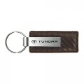 Au-tomotive Gold Carbon Fiber Rectangular Leather Key Chain For Toyota Tundra Taupe