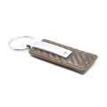 Au-tomotive Gold Carbon Fiber Rectangular Leather Key Chain For Toyota Tundra Taupe