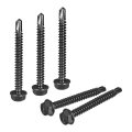 50pcs 10 X 1-1 4 Self Drilling Screws 410 Stainless Steel Tapping For Metal Black Zinc Plated Hex Washer Head Sheet 