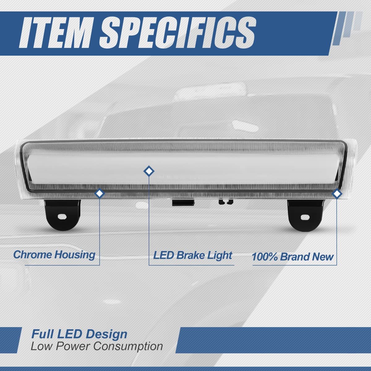 Auto Dynasty 3d Led Bar Chrome Housing Third 3rd Tail Brake Light Stop Lamp For Chevy Suburban Tahoe Gmc Yukon Xl 00-06