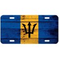 Aluminum License Plate Flag Of Barbados Barbadian Wood 
