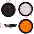 Astra Depot 4 Red Smoke Lens 2 White Amber Round 24-led Tail Light Stop Brake Running Back-up Reverse Turn Signal Parking Lamp