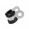 Dasunny 10 Pcs I 6mm Rubber Cushioned Insulated Clamps 304 Stainless Steel R-type Pipe For Hose Cable Cords Fixing Installation 