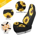 Zoeo 2pc Car Seat Covers Black Sunflower Floral Women Print Front Seats Only Accessories Organizer Pocket For Auto Suv Truck