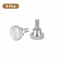 Uxcell M5x12mm Knurled Thumb Screws 5pcs 304 Stainless Steel Flat Head Bolts With Shoulder Grip Knobs Fasteners