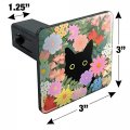 Black Cat Hiding In Spring Flowers Tow Trailer Hitch Cover Plug Insert
