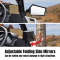 Sautvs Adjustable Rearview Side Mirrors For Polaris Ranger Xp 1000 Folding Clear Rear View Crew 2018-2023 Accessories 2pcs