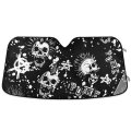 Oarencol White Punk Skull Car Windshield Sun Shade Mohawk Hair Black Vintage Foldable Uv Ray Visor Protector Sunshade To Keep