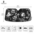 Oarencol White Punk Skull Car Windshield Sun Shade Mohawk Hair Black Vintage Foldable Uv Ray Visor Protector Sunshade To Keep