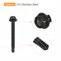 Uxcell 12 X 2 Hex Washer Head Self Drilling Screws 100pcs 410 Stainless Steel Sheet Metal Tapping For Wood Black