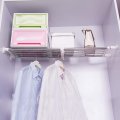 Hershii Expandable Shelf Rod Closet System 5-bar Telescopic Heavy Duty Clothes Hanger Adjustable Diy Storage Organizer Shoe 