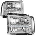 Auto Dynasty Led Drl Headlights Assembly For 2005 2006 2007 Ford F250 F350 F450 F550 Super Duty Pair Of Halogen Headlamps W Led 