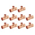 3 4-inch X 1 2-inch Copper Reducing Tee Pressure Pipe Fitting Connector For Plumbing Supply And Refrigeration 10pcs 