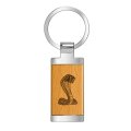 Ford Cobra Laser Engraved Maple Wood Chrome Metal Trim Key Chain 