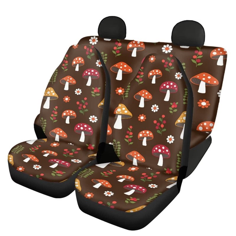 Snilety Mushroom Pattern Cars Front Bucket Protector Softy Rear Split Bench Saddle Blanket Washable Seat Universal Fit Sedans