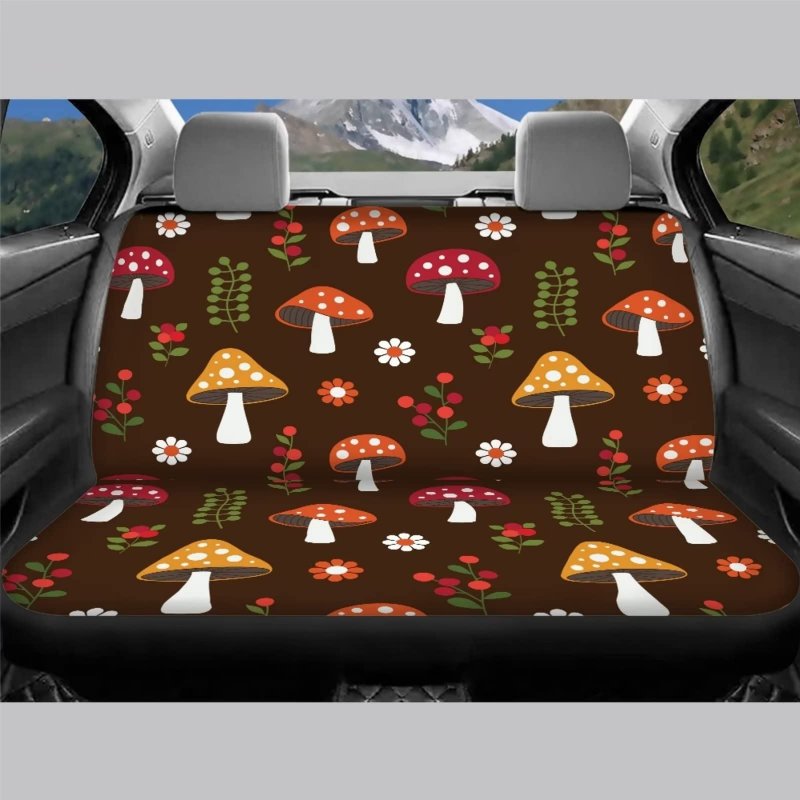 Snilety Mushroom Pattern Cars Front Bucket Protector Softy Rear Split Bench Saddle Blanket Washable Seat Universal Fit Sedans