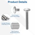 M6 Stainless Steel 304 Carriage Bolts And Hex Nuts Kit 38 Pieces Round Head Square Neck Screws Silver Finish 16mm 30mm 40mm