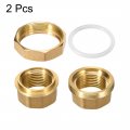 Uxcell Brass Pipe Union Connector Coupling 1pt Fitting With Female Threaded Connects Two Pipes 48mm Length 2pcs