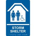 Compliancesigns Ada Acrylic Tactile Braille Severe Weather Shelter Sign 9 X 6 With English Blue 