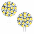 Hqrp 2-pack Bi-pin G4 Side Plug 15 Leds Smd 5050 Led Bulb Warm White 12v Ac Dc For 875 877 Rv Interior Ceiling Porch Lights 