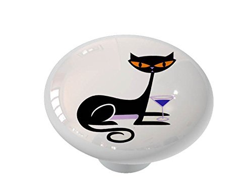 Gotham Decor Retro Martini Cat Ceramic Drawer Knob