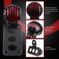 Katur Black Motorcycle Side Mount Tail Light Brake License Plate Bracket Taillight Compatible With Suzuki Yamaha Honda Bobber