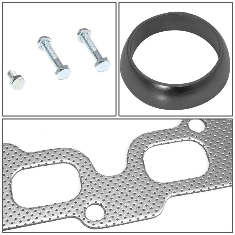 Gktset-na02-l4 Aluminum Exhaust Manifold Header Gasket Set Replacement Metallic Reinforced Graphite With Complete Hardware Kit
