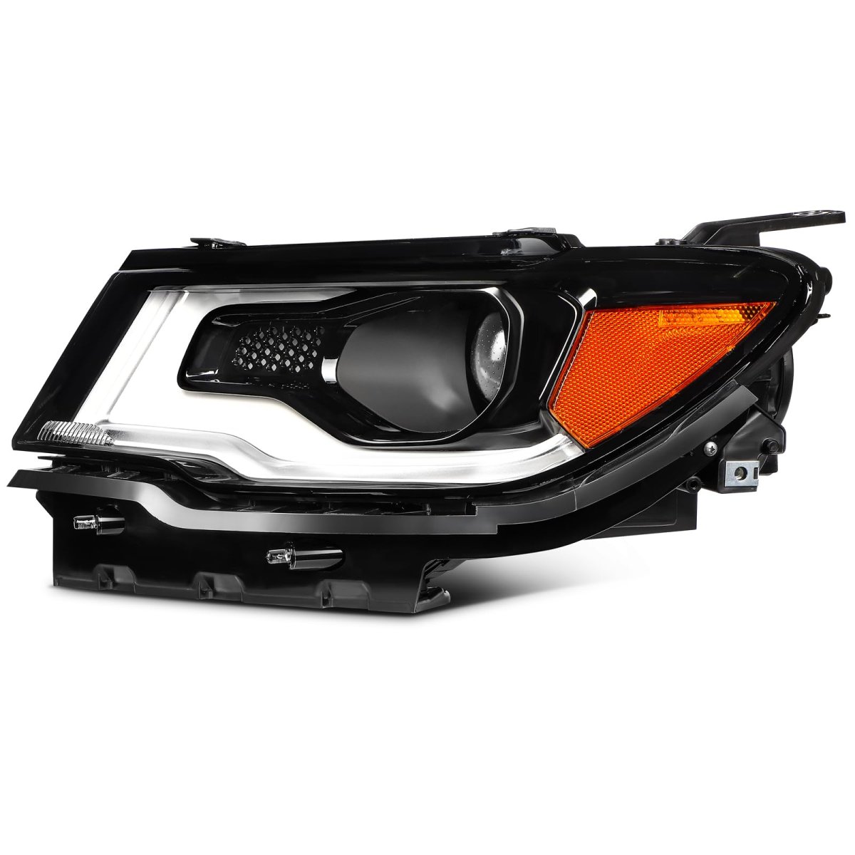 Headlight Assembly For Jeep Compass 2017 2021 Driver Side Black Housing Oe Ch2502333 Led Bulb Type Impact Resistant