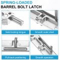 Spring Loaded Barrel Bolt Latch Stainless Steel Gate For Industrial Equipment Cabinet And Wooden Doors Silver 2 Pack 3 8 In