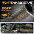 Auto Dynasty Exhaust Header Heat Wraps Roll With 10 Steel Ties 2in X 50ft Fiberglass Shield Tape For Motorcycle Car Exhausts
