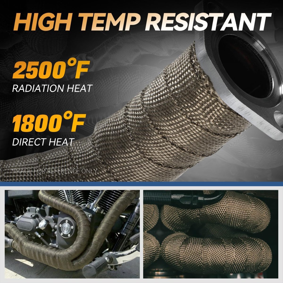 Auto Dynasty Exhaust Header Heat Wraps Roll With 10 Steel Ties 2in X 50ft Fiberglass Shield Tape For Motorcycle Car Exhausts