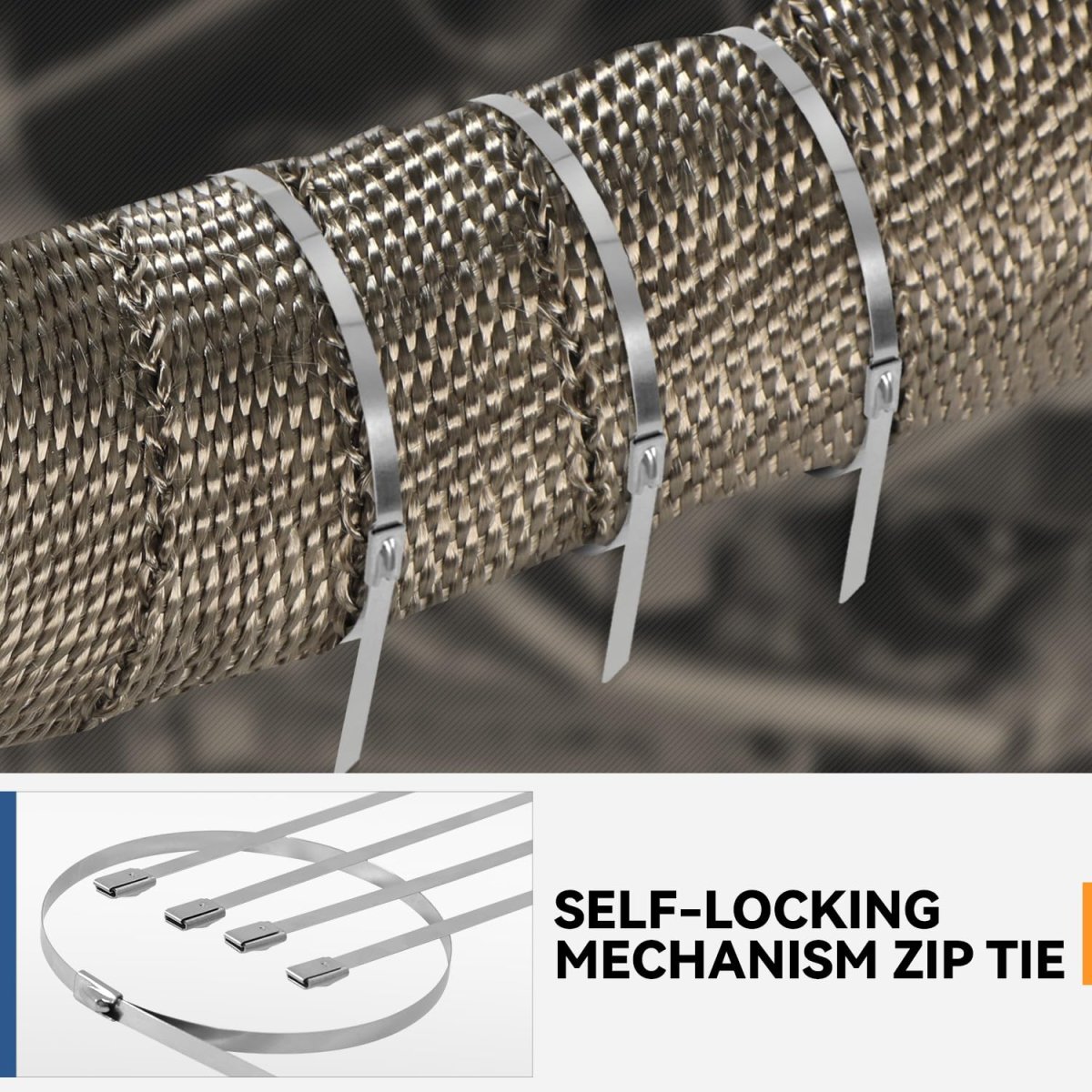 Auto Dynasty Exhaust Header Heat Wraps Roll With 10 Steel Ties 2in X 50ft Fiberglass Shield Tape For Motorcycle Car Exhausts