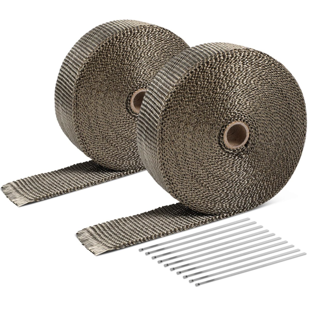 Auto Dynasty Exhaust Header Heat Wraps Roll With 10 Steel Ties 2in X 50ft Fiberglass Shield Tape For Motorcycle Car Exhausts