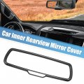 X Autohaux Car Interior Rearview Mirror Cover Trims Decoration Accessory Abs Black Carbon Fiber Patern For Dodge Challenger