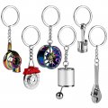 Hnyyzl Auto Parts Metal Key Chain 6 Pcs Part Model Keychain Set Turbo Manual Shift Box Brake Rotor Wheel Tire Rim Engine Piston 