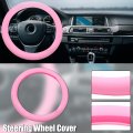 Uxcell Auto Universal 32cm Dia Pink Elastic Silicone Anti-slip Steering Wheel Cover Sweatproof Protector Easy Installation For