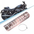 X Autohaux 1 Set Universal Motorcycle Exhaust Heat Shield Stainless Steel Pipe Insulation Muffler Guard With 20-70mm Clamps