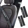 Leather Seat Belt Shoulder Pad Covers For Tesla Model 3 X S Y 2016 2024 Microfiber Interior Accessories Pack Black 12 4 In 