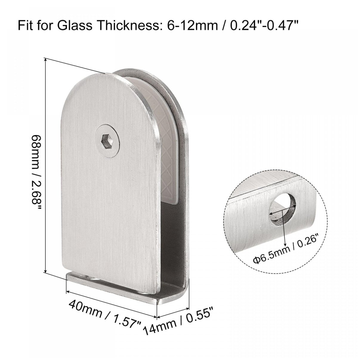 Stainless Steel Glass Clamp 4pcs For 6-12mm Thickness 68x40mm 0 Degree Shower Bracket Bathroom Balustrade Staircase Handrail