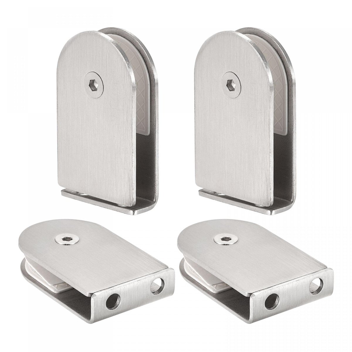 Stainless Steel Glass Clamp 4pcs For 6-12mm Thickness 68x40mm 0 Degree Shower Bracket Bathroom Balustrade Staircase Handrail