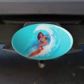 Graphics More Surfer Girl Surfing On Wave With Surfboard Oval Tow Trailer Hitch Cover Plug Insert