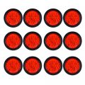 Astra Depot 12pcs 4 Round Red Led Tail Lights 24 Turn Stop Brake Marker Truck Trailer Rv Sealed Lamps Assembly W Rubber Bezels