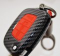 2-layers Hybrid Carbon Key Fob Cover Chain For Flip Key Hyundai Sonata Santa Fe Tucson