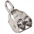 Jcbiz 2-pack M32 Double Pulley Block Stainless Steel Heavy Duty Hardware Wheel Swivel Rigging Lifting Fixed For Wire Rope 