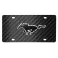 Ford Mustang 3d Real Carbon Fiber Chrome Metal Logo On Pattern Stainless Steel License Plate 