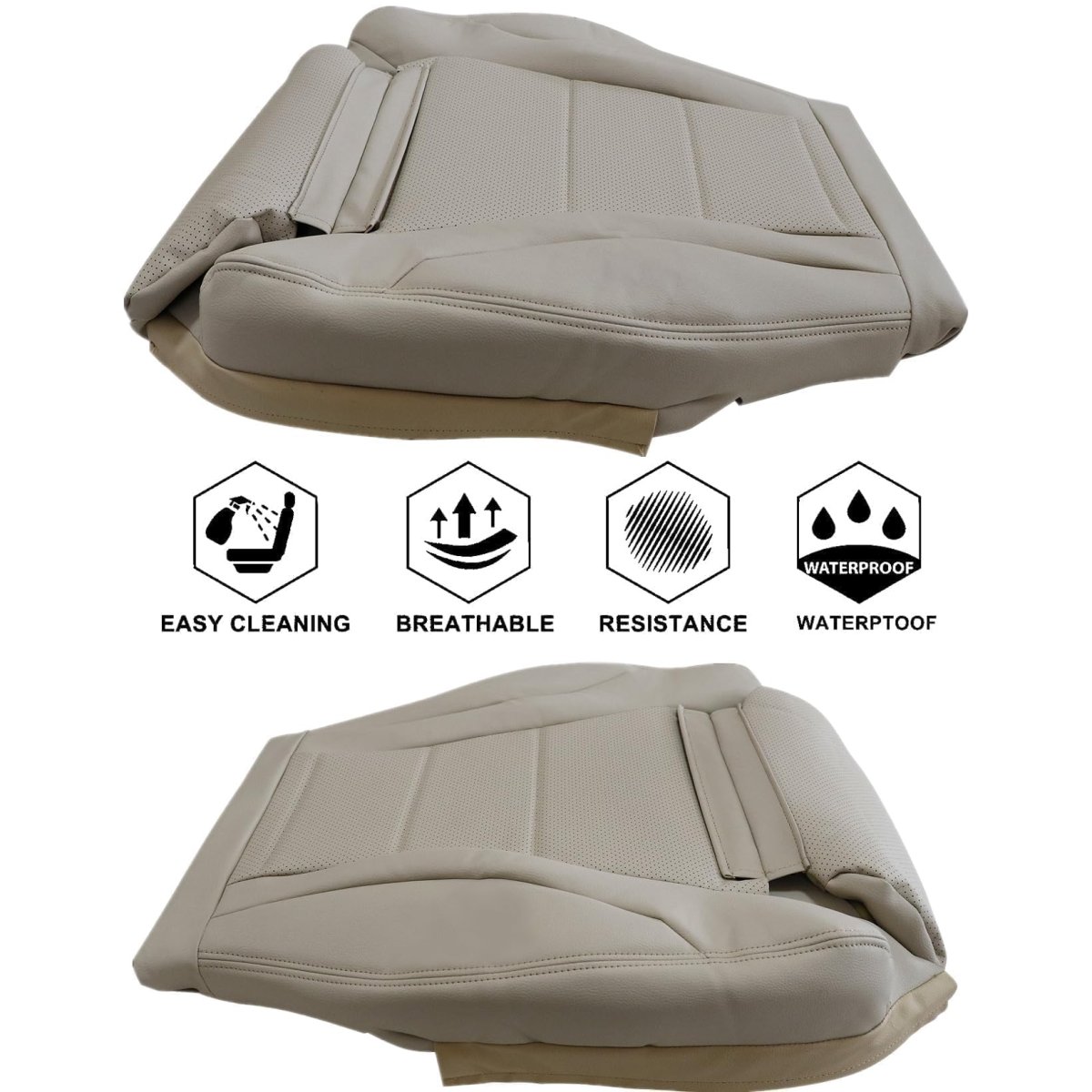 Front Driver Side Bottom Replacement Perforated Microfiber Leather Seat Cover Tan For Mercedes Benz C Class C250 C300 C350
