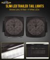 Partsam Pair Slim Square Led Trailer Light Submersible Tail Lights 15 Red 4 White Leds 5050 Smd Stop Turn With Side Clearance