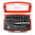 Auto Dynasty 22 Pieces Wrench Set With Mini Ratchet 60mm Quick-release 20 Crv Bits Extension Bar Red 