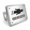 Ipick Image Made For Chevrolet Colorado 3d Black Logo On Brush Billet Aluminum 2-inch Tow Hitch Cover